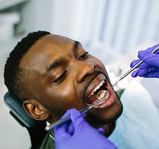 Man getting a dental checkup